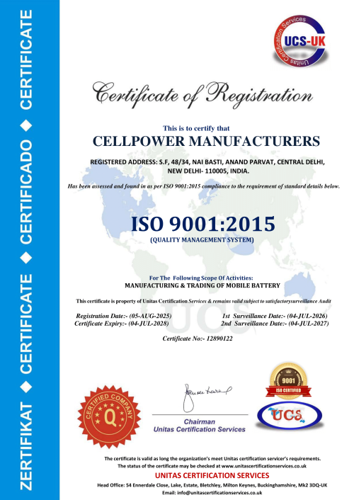 CELLPOWER MANUFACTURERS ( ISO 9001)